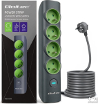 QOLTEC Power strip with backlit switch extension lead 4 earthed sockets 1.8m
