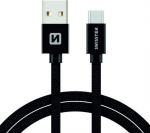 Swissten Textile Quick Charge 3.1 USB to USB-C 1.2m Black