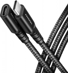 Axagon Extension USB 20Gbps cable length 0.5 m. PD 240W, 5A, 8K HD video. Black braided
