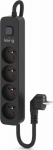 Kerg Device Power Strip. zas.-secure. KERG z wyłącznikiem-4 gniazda-czarny-1.5m-16A-H05VV-F-3x1.5mm2