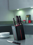 Richardson Sheffield VELOCITY - 5 pc knife block with sharpener - black