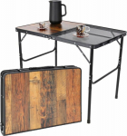 vidaXL FOLDABLE CAMPING TABLE 90X60X36-68CM STEEL MESH WOOD