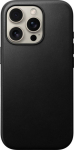 Kaitse&uuml;mbris Modern Leather, Apple iPhone 16 Pro, must, naturaalsest nahast, MagSafe &uuml;hilduv, Nomad