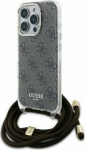 Guess IML 4G Printed Crossbody Strap Case for iPhone 16 Pro / Brown