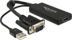 Delock VGA to HDMI adapter with audio black/black 0.25m USB Typ-A Anschluss 0.25m