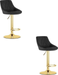 LEOBERT KAST stool - black velvet / gold base x 2