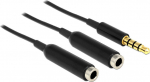 DELOCK Klinkekabel 3.5mm -> 2x 3.5mm St/Bu 0.25m schwarz