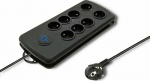 Qoltec Swift surge protection power strip 8 sockets 2.5 m czarna (50161)