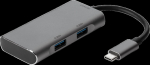 DELTACO USB 3.1 Gen 1-hubb USB-C ha till 2xUSB-C, grey