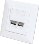INTELLINET 2-Port Cat6a 10G RJ45-Unterputzdose STP wei&szlig;