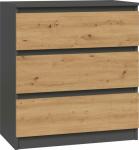 Topeshop CABINET CABINET BOOKLET 3 DRAWERS M3 ANTHRACITE / DĄB ARTISAN