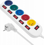 Maclean surge protector power strip 5 sockets 1.5 m White (MCE204 M/W)