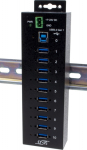 Exsys USB 3.2 Gen1 Hub 10-Port Managed N. with.USB-Kabel DIN-Rail kit - Kabel-/Adapter - Digital/Data