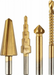 Graphite Drill Step drills 4-12 mm, reamer 12.4 mm, milling drill 6x90 mm, countersink 8-20 mm,TiN