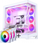 PHANTEKS NV Series NV9 E-ATX-Geh&auml;use, Tempered Glass, ARGB - matt white + M25 Gen2 PWM D-RGB L&uuml;fter 3er-Pack - Reverse Blade, 140mm, wei&szlig; + DRGB Kit