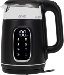 Adler AD 1305 czarno-srebrny - Moc [W]: 1850 | Capacity [l]: 1.7 | Hidden heating element: tak | Color: czarno-srebrny | Filter: tak | Rotating base: tak