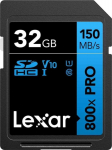 LEXAR SDHC 800X PRO UHS-I CARDS, C10 (V10) U1, R150, 32GB