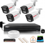 Dahua Europe monitoring kit IP DAHUA 4 external cameras WizColor 2K 50m