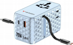 Verbatim Travel Adapter EU/UK/US GaN 1xUSB-C/1xUSB-A/2xUSB-C PD 70W blue 30187