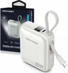 Vention 10000mAh 35W - power bank with USB-C cable (beige)