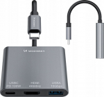Hub Wozinsky WHCH-01 USB-C PD 100W HDMI 4K@30Hz USB-A 10Gbps - szary