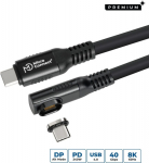 MicroConnect USB-C to USB-C cable 0.15m, Angled Premium magnetic