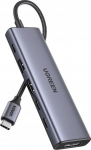 Hub / adapter USB-C 6w1 UGREEN CM511 USB-C do 2x USB DisplayPort 4K 60Hz 2x USB-C PD 100W