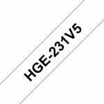 Brother HGE231V5 Tape Black Text, White bottom, 12mm, High Grade 5-pack