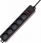 Akyga surge protection power strip 5 sockets 1.8 m czarna (AK-SP-05)