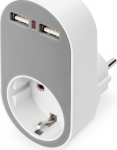 Digitus Universal USB Plug-in Charger with 2 x USB-A Sockets and Integrated Socket | DA-70617