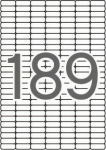 Etikett iseliimuv APLI 25.4x10mm, eemaldatav, 189 tk A4 lehel, 25l/pk, Ref. 10198