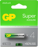 GP Batteries GP Super Alkaline Battery, Size AAA, 24A/LR03, 1.5V (4-pack)