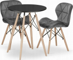 Leobert TODI round table set 60 czarny + 2 LAGO chairs gray
