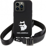 Karl Lagerfeld Crossbody Silicone Choupette Back Case for Apple iPhone 15