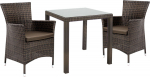 Garden furniture set WICKER table, 2 chairs, dark brown