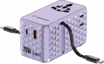 Verbatim Travel Adapter EU/UK/US GaN 1xUSB-C/1xUSB-A/2xUSB-C PD 70W purple 30188