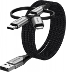 Vention USB 2.0 A Male to 3-in-1 Micro-B&USB-C&Lightning Male Cable 1M Gray Aluminum Alloy Type