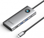 Orico USB-C 8w1 | 2x USB-A 3.0 | 1x USB-A 2.0 | 1x USB-C 3.0 | 1x USB-C PD 100W | 1x HDMI 4K 60Hz | 1x VGA 1080P 60Hz | 1x RJ45 Gigabit Ethernet - szara