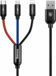 Kabel USB Baseus USB-A - USB-C + microUSB + Lightning 1.2 m Czarny (31567-MP)