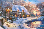 1565 Castorland Puzzle postcard Winter Cottage