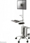 Neomounts NEWSTAR MOBILE WORKPLACE FLOOR STAND (MONITOR, KEYBOARD/MOUSE & PC) 10-27" SILVER