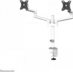 NEOMOUNTS SCREEN DESK MOUNT FOR TWO MONITORS, WHITE (CLAMP+GROMMET)