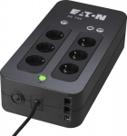 Eaton 3S 700 DIN Off Line UPS 230V. 700VA/4200W 4x Schuko outlets with battery backup and surge protection + 4x Shcuko outlets with surge protection. Communication: USB port (HID-compliant) for automatic integration with most common operating systems