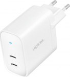 Logilink Steckdosenadapter, 2x USB-C, GaN, 40W