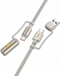 Kabel USB Hoco USB-A + USB-C - USB-C 1.2 m Szary