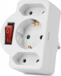 Entac Steckdosenadapter 2x Euro 1x Schuko switch white