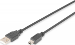 Kabel USB Digitus USB-A - 1 m Czarny (AK300108010S)