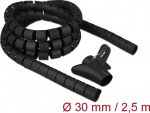 Delock Spiral Hose with Pull-in Tool 2.5 m x 30 mm black