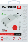 Swissten Smart IC Travel Charger 2x USB 2.1A with Lightning Cable 1.2m