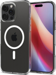 Kaitse&uuml;mbris Liquid Crystal (MagFit), Apple iPhone 16 Pro, l&auml;bipaistev valge MagSafe ringiga, Spigen